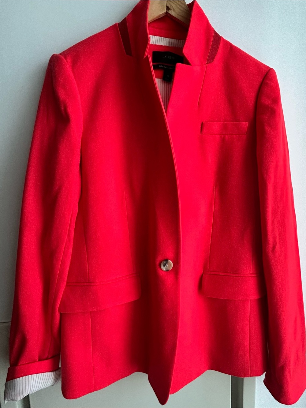 J. Crew Regent Single-Button Blazer in Bright Red Lightweight Wool